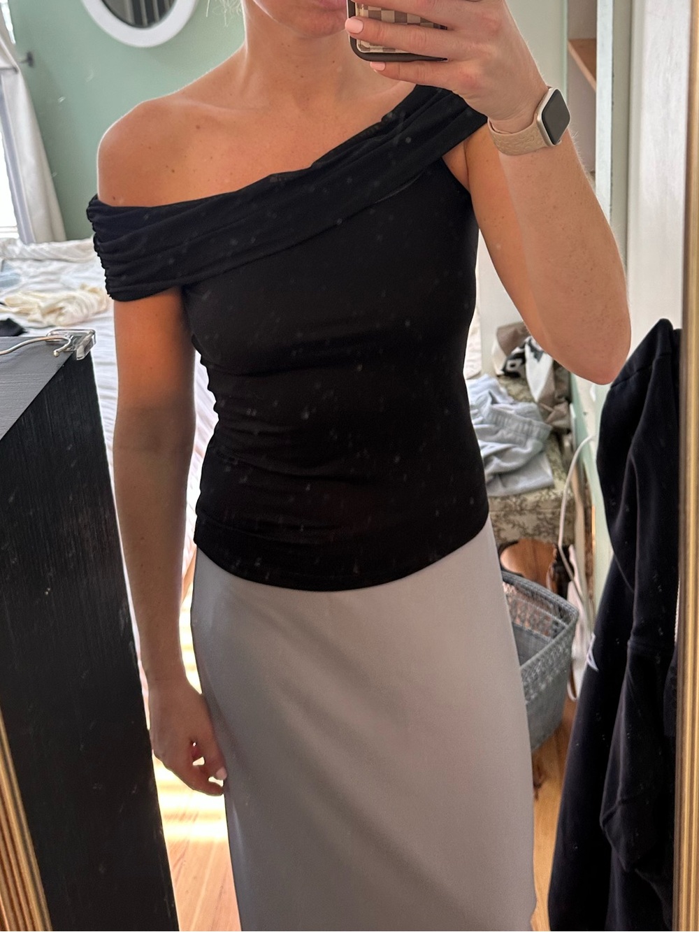 Reformation Black and Light Gray Womens Skirt